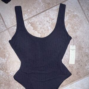 Black Textured Swimsuit